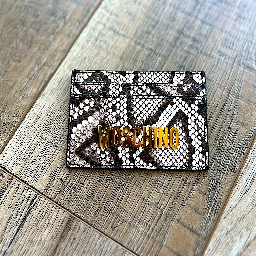 Moschino snakeskin-effect logo cardholder